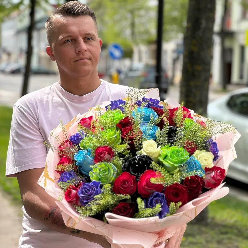 Bukiet mix kolorów róż