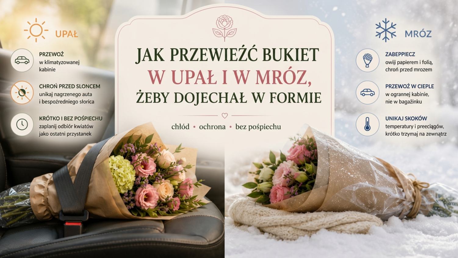 Jak przewozić kwiaty w upał i mróz: poradnik